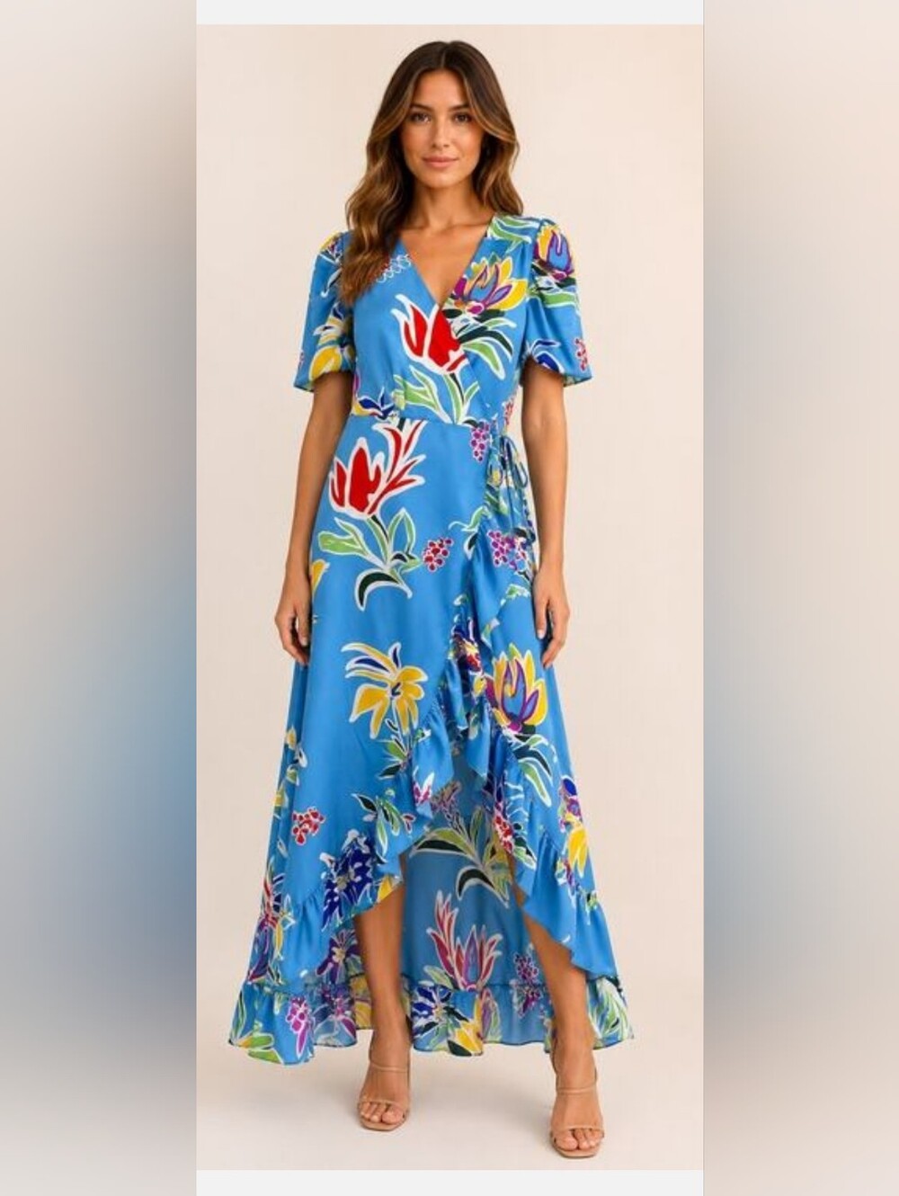 NWT! Sugarlips Fall Floral Abelia Wrap Gown Women's Garden Party Maxi Dress XS